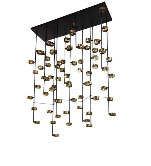 Meyda Lighting Pux 122" 72-Light Flat Black & Brass Tint Cascading Chandelier