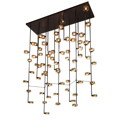 Meyda Lighting Pux 122" 72-Light Flat Black & Brass Tint Cascading Chandelier