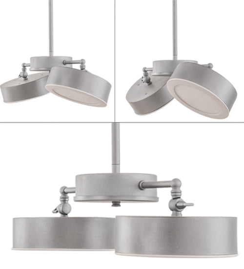 Meyda Lighting Pux 18" 2-Light Weatherable Silver Pendant Light With White Shade