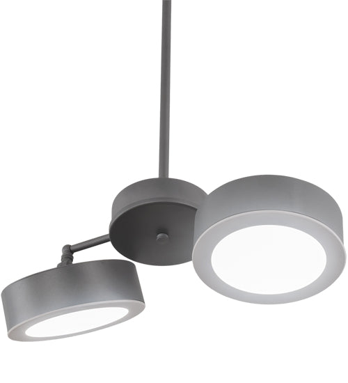 Meyda Lighting Pux 18" 2-Light Weatherable Silver Pendant Light With White Shade