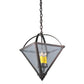 Meyda Lighting Pyramid 20" 4-Light Mahogany Bronze Inverted Pendant Light With Clear Seeded Shade Glass
