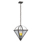Meyda Lighting Pyramid 20" 4-Light Mahogany Bronze Inverted Pendant Light With Clear Seeded Shade Glass