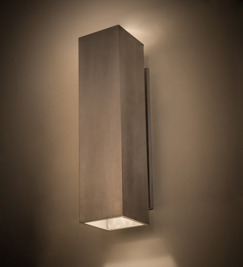 Meyda Lighting Quadrato 10" 2-Light Brushed Aluminum Tower Wall Sconce