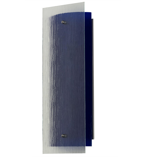 Meyda Lighting Quadrato 10" 4-Light Nickel Mist Wall Sconce With Blue & Clear Mist Shade Glass