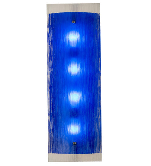 Meyda Lighting Quadrato 10" 4-Light Nickel Mist Wall Sconce With Blue & Clear Mist Shade Glass