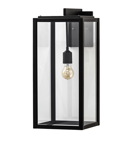 Meyda Lighting Quadrato 10" Flat Black Wall Sconce With Clear Shade Glass