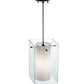 Meyda Lighting Quadrato 10" Textured Black Mist Pendant Light With Mist and White Shade Glass