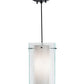 Meyda Lighting Quadrato 10" Textured Black Mist Pendant Light With Mist and White Shade Glass