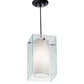 Meyda Lighting Quadrato 10" Textured Black Mist Pendant Light With Mist and White Shade Glass