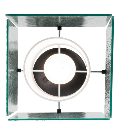 Meyda Lighting Quadrato 10" Textured Black Mist Pendant Light With Mist and White Shade Glass