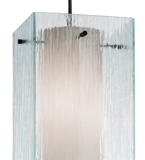 Meyda Lighting Quadrato 10" Textured Black Mist Pendant Light With Mist and White Shade Glass