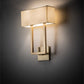 Meyda Lighting Quadrato 12" 2-Light Brushed Brass Langedon Wall Sconce With White Eggshell Textrene Shade