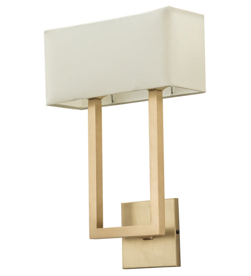 Meyda Lighting Quadrato 12" 2-Light Brushed Brass Langedon Wall Sconce With White Eggshell Textrene Shade