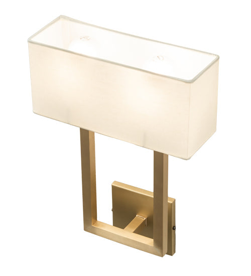 Meyda Lighting Quadrato 12" 2-Light Brushed Brass Langedon Wall Sconce With White Eggshell Textrene Shade