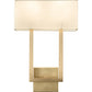 Meyda Lighting Quadrato 12" 2-Light Brushed Brass Langedon Wall Sconce With White Eggshell Textrene Shade