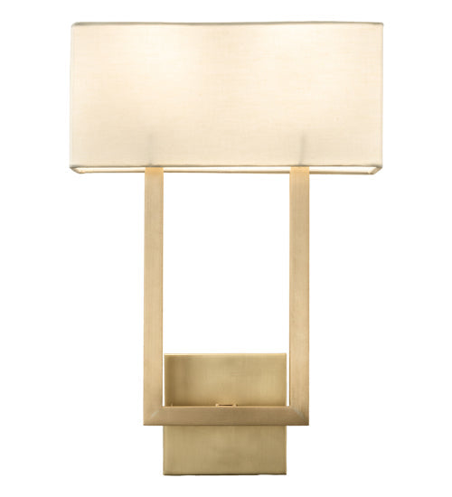 Meyda Lighting Quadrato 12" 2-Light Brushed Brass Langedon Wall Sconce With White Eggshell Textrene Shade