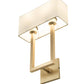 Meyda Lighting Quadrato 12" 2-Light Brushed Brass Langedon Wall Sconce With White Eggshell Textrene Shade