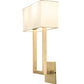 Meyda Lighting Quadrato 12" 2-Light Brushed Brass Langedon Wall Sconce With White Eggshell Textrene Shade