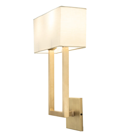 Meyda Lighting Quadrato 12" 2-Light Brushed Brass Langedon Wall Sconce With White Eggshell Textrene Shade