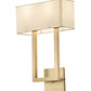 Meyda Lighting Quadrato 12" 2-Light Brushed Brass Langedon Wall Sconce With White Eggshell Textrene Shade