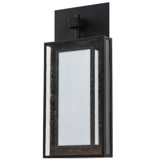 Meyda Lighting Quadrato 13" 4-Light Phosphate & Solar Black Wall Sconce With Clear Seeded & Statuario Idalight Shade