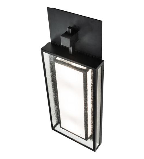 Meyda Lighting Quadrato 13" 4-Light Phosphate & Solar Black Wall Sconce With Clear Seeded & Statuario Idalight Shade