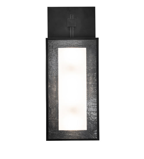 Meyda Lighting Quadrato 13" 4-Light Phosphate & Solar Black Wall Sconce With Clear Seeded & Statuario Idalight Shade