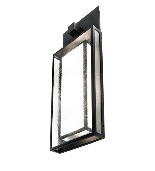 Meyda Lighting Quadrato 13" 4-Light Phosphate & Solar Black Wall Sconce With Clear Seeded & Statuario Idalight Shade