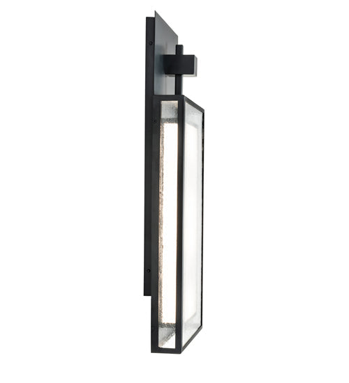 Meyda Lighting Quadrato 13" 4-Light Phosphate & Solar Black Wall Sconce With Clear Seeded & Statuario Idalight Shade