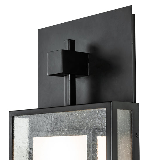 Meyda Lighting Quadrato 13" 4-Light Phosphate & Solar Black Wall Sconce With Clear Seeded & Statuario Idalight Shade