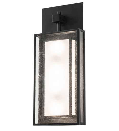 Meyda Lighting Quadrato 13" 4-Light Phosphate & Solar Black Wall Sconce With Clear Seeded & Statuario Idalight Shade