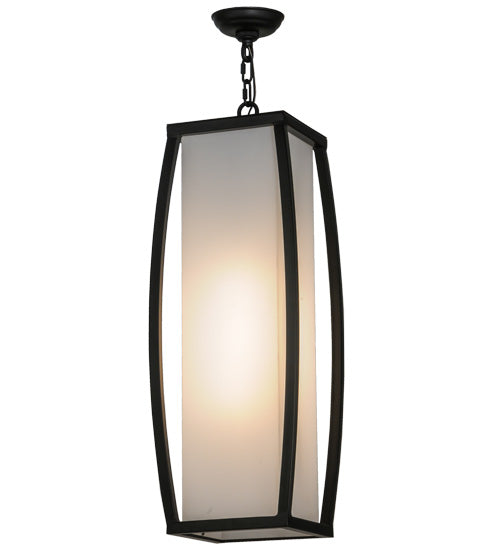 Meyda Lighting Quadrato 15" Solar Black Kitzi Pendant Light With White Statuario Idalight Shade Glass