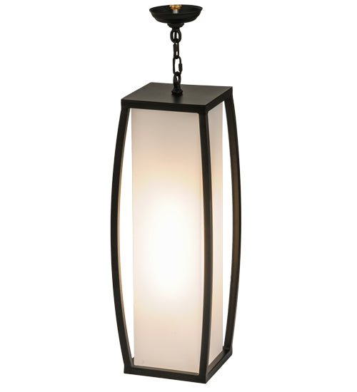 Meyda Lighting Quadrato 15" Solar Black Kitzi Pendant Light With White Statuario Idalight Shade Glass