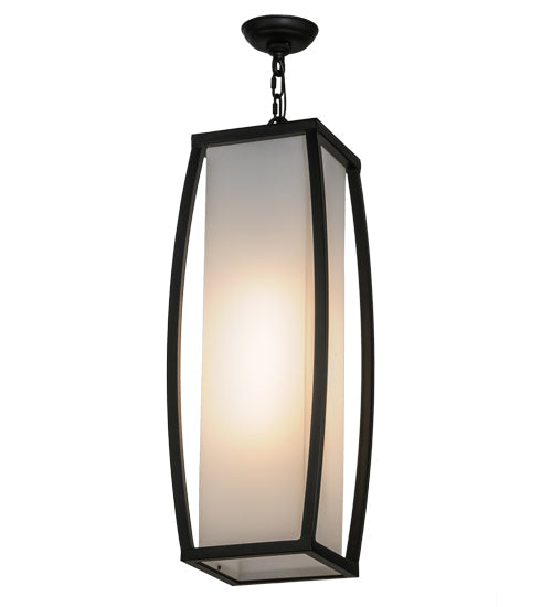 Meyda Lighting Quadrato 15" Solar Black Kitzi Pendant Light With White Statuario Idalight Shade Glass