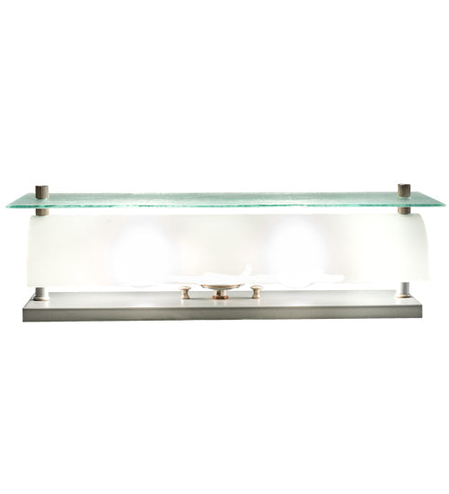 Meyda Lighting Quadrato 16" 2-Light Nickel Mist Vanity Light With White Shade Glass