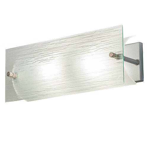 Meyda Lighting Quadrato 16" 2-Light Nickel Mist Vanity Light With White Shade Glass