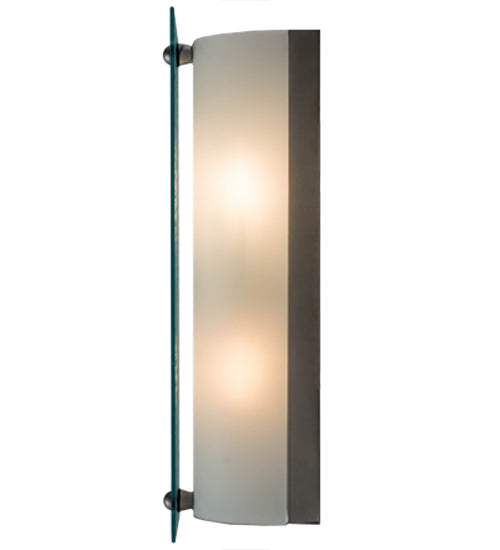 Meyda Lighting Quadrato 16" 2-Light Nickel Vanity Light With Clear Bubbles Shade Glass