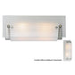 Meyda Lighting Quadrato 16" 2-Light Nickel Vanity Light With Fluted Clear Shade Glass