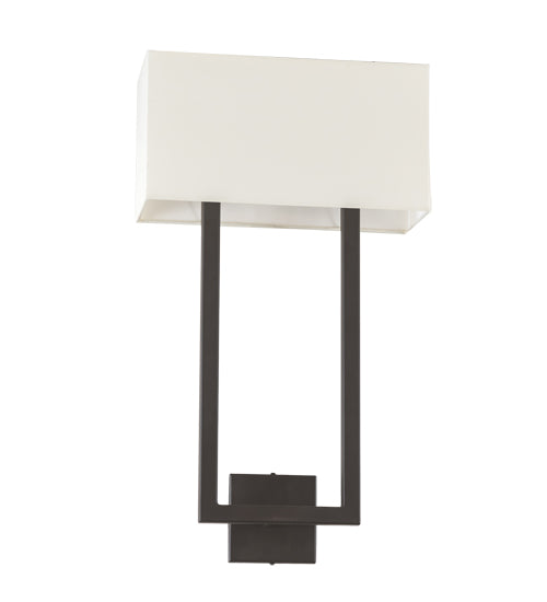 Meyda Lighting Quadrato 16" 2-Light Oil Rubbed Bronze Langedon Wall Sconce With Eggshell Hardbacked Textrene Shade