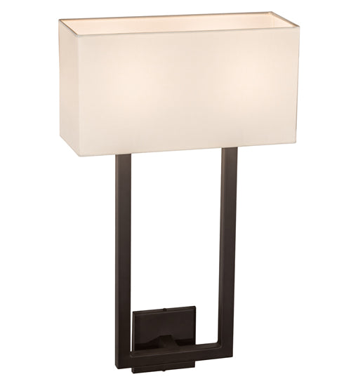 Meyda Lighting Quadrato 16" 2-Light Oil Rubbed Bronze Langedon Wall Sconce With Eggshell Hardbacked Textrene Shade