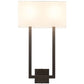 Meyda Lighting Quadrato 16" 2-Light Oil Rubbed Bronze Langedon Wall Sconce With Eggshell Hardbacked Textrene Shade