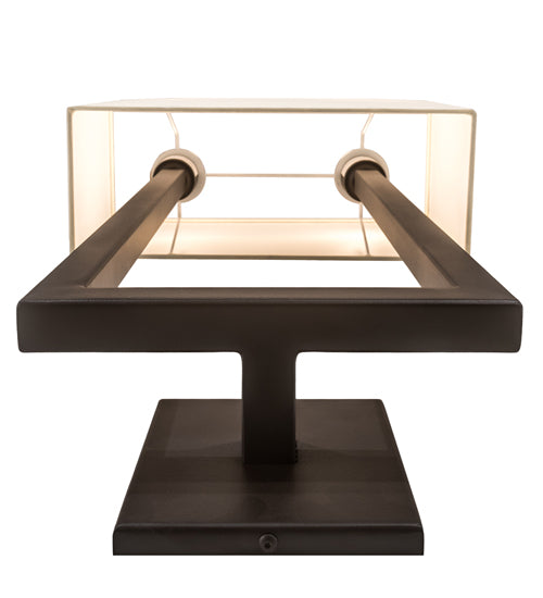 Meyda Lighting Quadrato 16" 2-Light Oil Rubbed Bronze Langedon Wall Sconce With Eggshell Hardbacked Textrene Shade