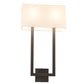 Meyda Lighting Quadrato 16" 2-Light Oil Rubbed Bronze Langedon Wall Sconce With Eggshell Hardbacked Textrene Shade