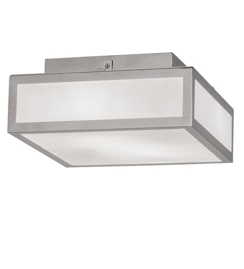 Meyda Lighting Quadrato 17" 2-Light Polished Nickel Flush Mount Light With White Statuario Idalight Shade Glass