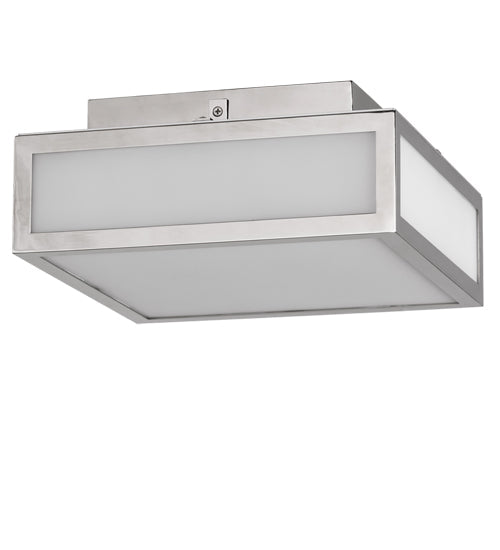 Meyda Lighting Quadrato 17" 2-Light Polished Nickel Flush Mount Light With White Statuario Idalight Shade Glass