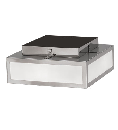 Meyda Lighting Quadrato 17" 2-Light Polished Nickel Flush Mount Light With White Statuario Idalight Shade Glass