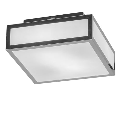 Meyda Lighting Quadrato 17" 2-Light Polished Nickel Flush Mount Light With White Statuario Idalight Shade Glass