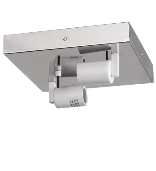Meyda Lighting Quadrato 17" 2-Light Polished Nickel Flush Mount Light With White Statuario Idalight Shade Glass