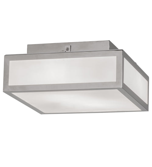 Meyda Lighting Quadrato 17" 2-Light Polished Nickel Flush Mount Light With White Statuario Idalight Shade Glass