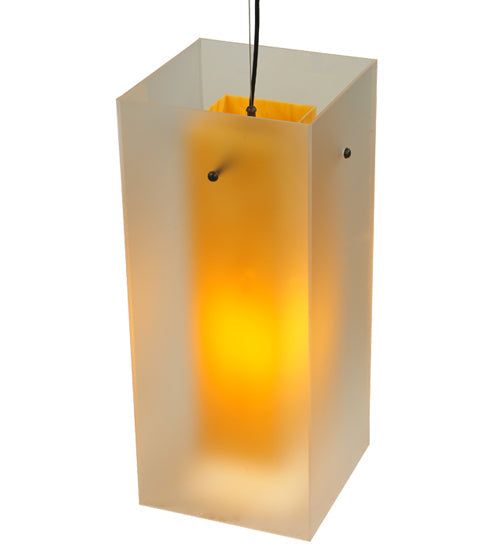Meyda Lighting Quadrato 17" Timeless Bronze Shadow Box Pendant Light With Contrail Mist Idalight and Tawnyrock Idalight Shade Glass